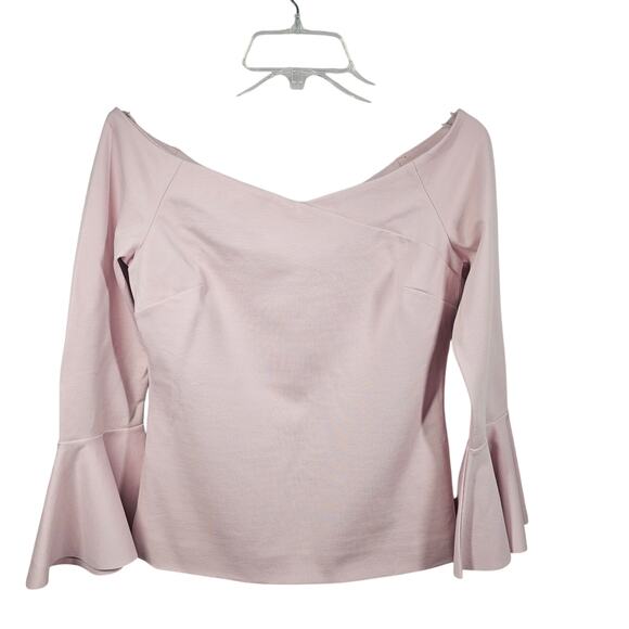 Ted Baker Pink Off-the-Shoulder V-Neck Bell Sleeves Back Zipper Size 2 | US 4-6 - Picture 1 of 10